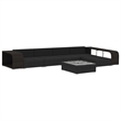 Afuera Living Contemporary 8 Piece Poly Rattan Sofa Black/Cream