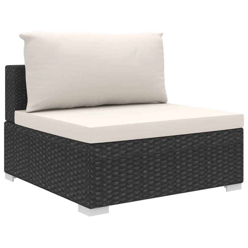 Afuera Living Contemporary 8 Piece Poly Rattan Sofa Black/Cream
