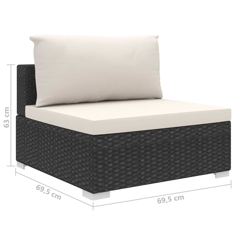 Afuera Living Contemporary 8 Piece Poly Rattan Sofa Black/Cream
