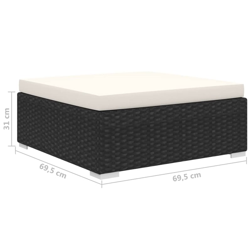 Afuera Living Contemporary 8 Piece Poly Rattan Sofa Black/Cream