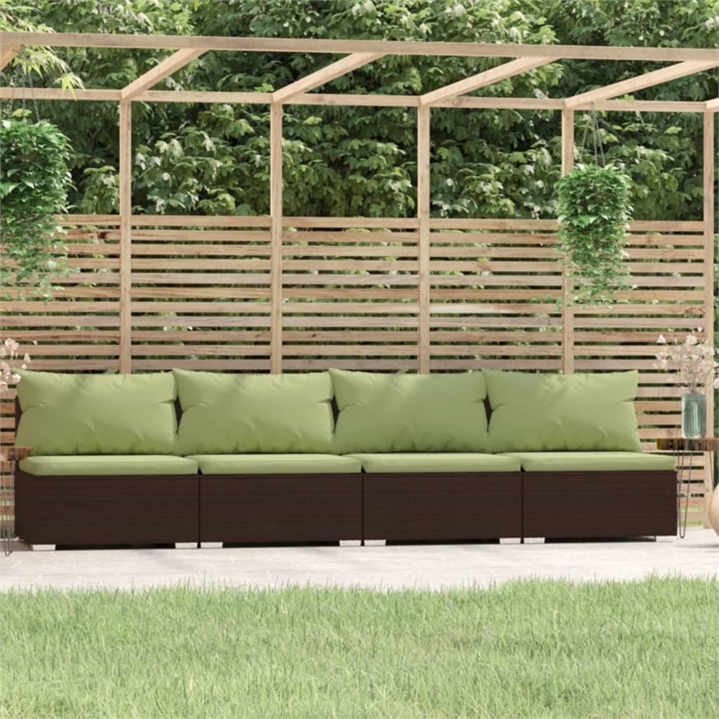 Afuera Living Contemporary Synthetic Poly Rattan Sofa in Brown