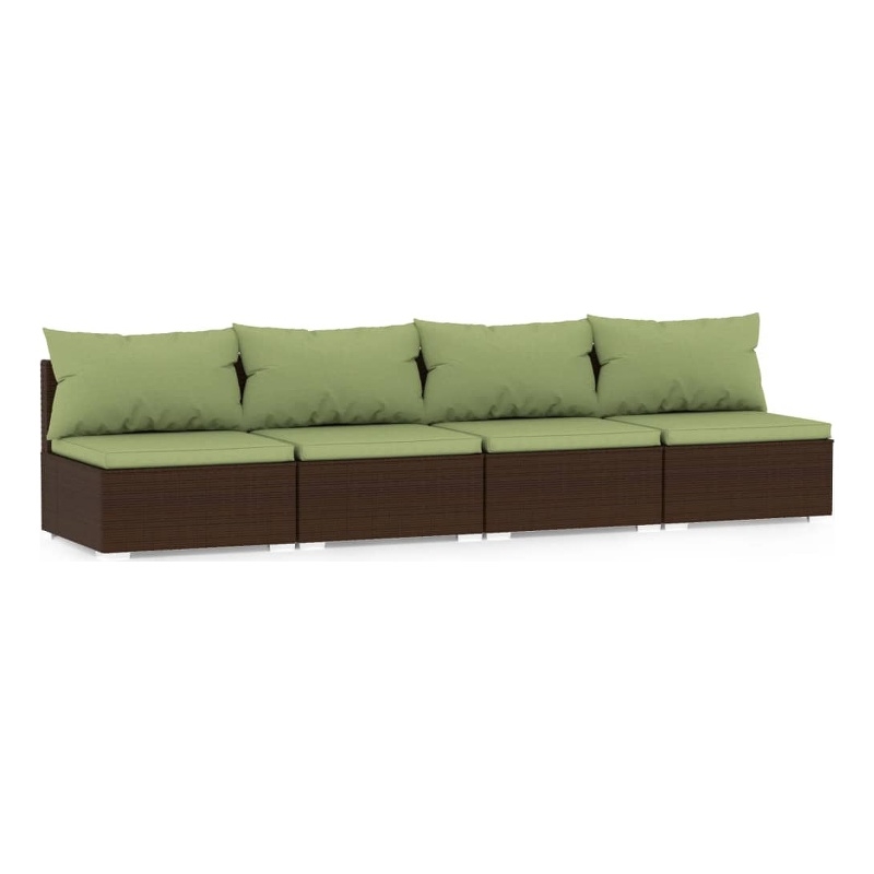 Afuera Living Contemporary Synthetic Poly Rattan Sofa in Brown