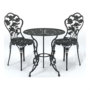 Afuera Living Contemporary Aluminum Small Bistro Set in Black