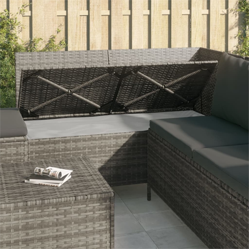 Afuera Living Contemporary 4 Piece Poly Rattan Garden Lounge Set in Gray