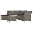 Afuera Living Contemporary 4 Piece Poly Rattan Garden Lounge Set in Gray
