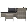 Afuera Living Contemporary 4 Piece Poly Rattan Garden Lounge Set in Gray