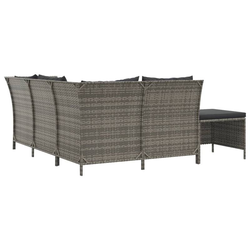 Afuera Living Contemporary 4 Piece Poly Rattan Garden Lounge Set in Gray