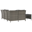 Afuera Living Contemporary 4 Piece Poly Rattan Garden Lounge Set in Gray