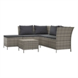 Afuera Living Contemporary 4 Piece Poly Rattan Garden Lounge Set in Gray