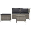 Afuera Living Contemporary 3 Piece Poly Rattan Garden Lounge Set in Gray