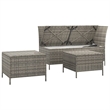 Afuera Living Contemporary 3 Piece Poly Rattan Garden Lounge Set in Gray