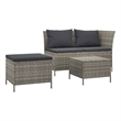 Afuera Living Contemporary 3 Piece Poly Rattan Garden Lounge Set in Gray