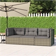 Afuera Living Contemporary 3 Piece Poly Rattan Garden Lounge Set in Gray
