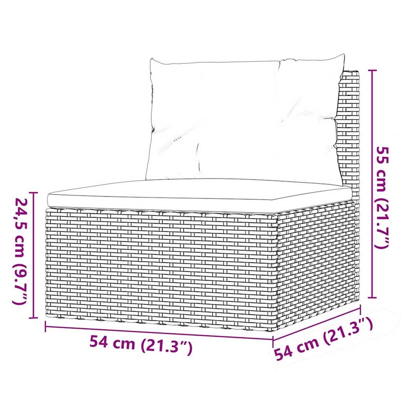 Afuera Living Contemporary 3 Piece Poly Rattan Garden Lounge Set in Gray