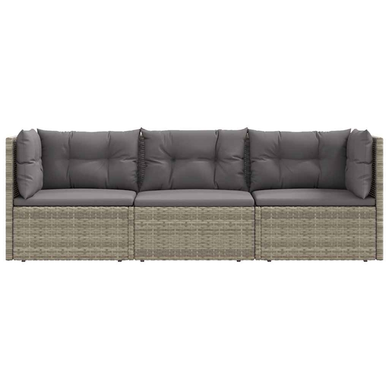 Afuera Living Contemporary 3 Piece Poly Rattan Garden Lounge Set in Gray