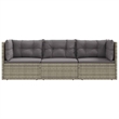 Afuera Living Contemporary 3 Piece Poly Rattan Garden Lounge Set in Gray
