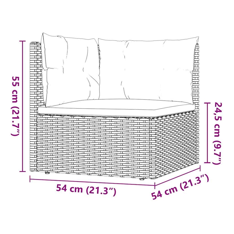 Afuera Living Contemporary 3 Piece Poly Rattan Garden Lounge Set in Gray