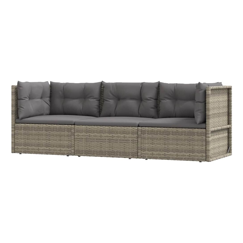 Afuera Living Contemporary 3 Piece Poly Rattan Garden Lounge Set in Gray