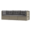 Afuera Living Contemporary 3 Piece Poly Rattan Garden Lounge Set in Gray