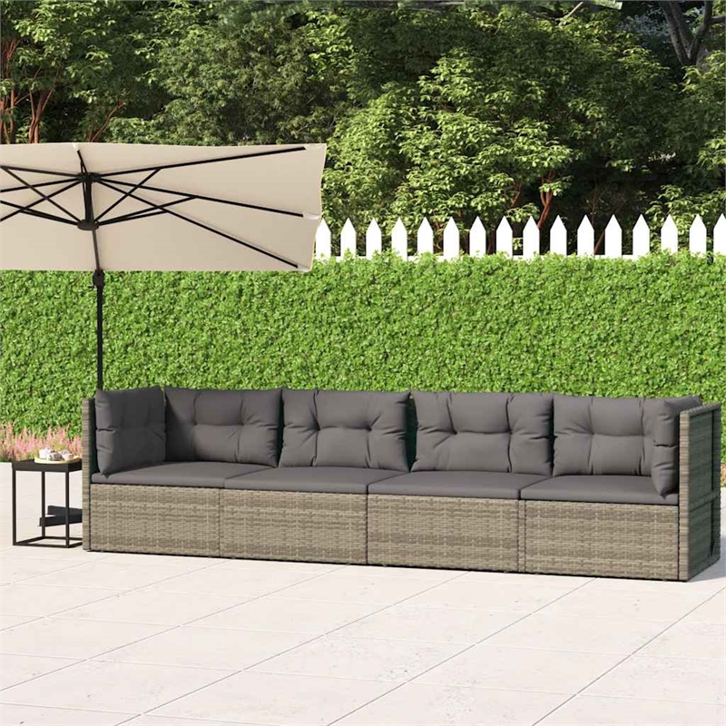 Afuera Living Contemporary Poly Rattan Large Garden Lounge Set in Gray