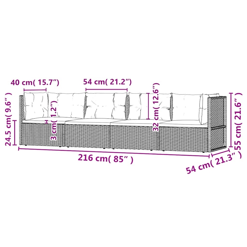Afuera Living Contemporary Poly Rattan Large Garden Lounge Set in Gray