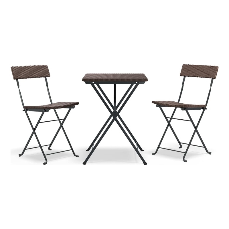 Afuera Living Contemporary Poly Rattan Small Bistro Set in Brown