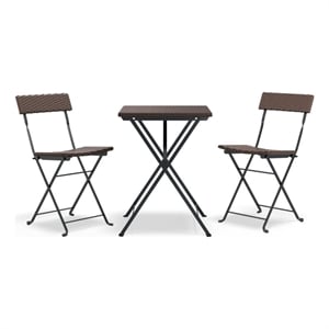 Afuera Living Contemporary Poly Rattan Small Bistro Set in Brown