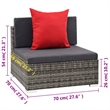 Afuera Living Contemporary Synthetic Poly Rattan 7 Piece Sofa Set in Gray/Red