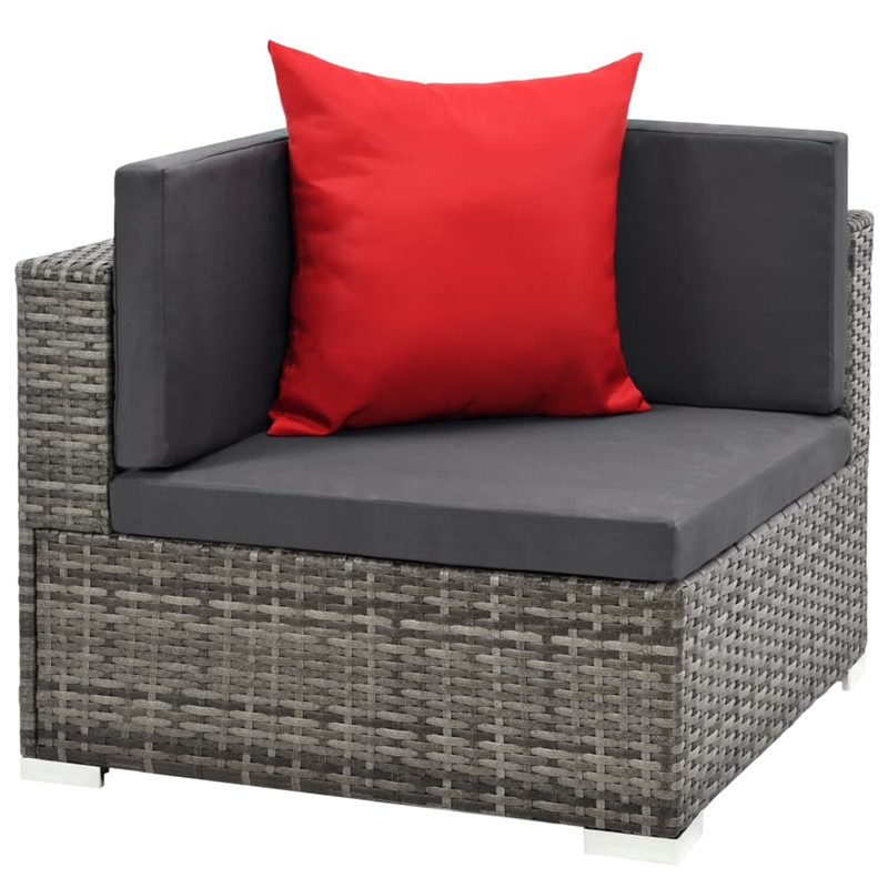 Afuera Living Contemporary Synthetic Poly Rattan 7 Piece Sofa Set in Gray/Red