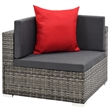 Afuera Living Contemporary Synthetic Poly Rattan 7 Piece Sofa Set in Gray/Red