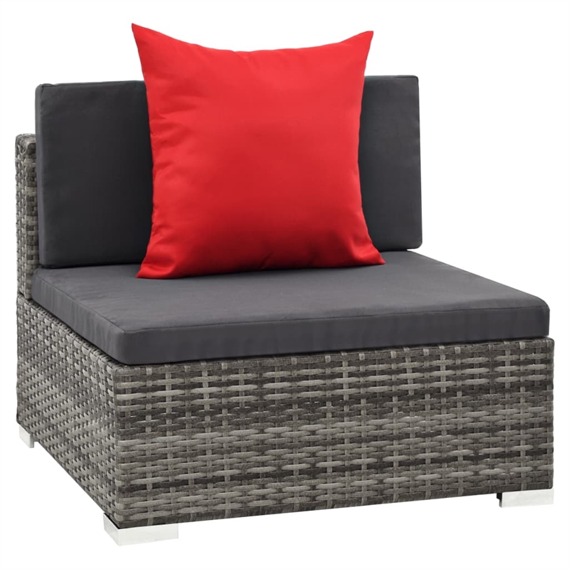 Afuera Living Contemporary Synthetic Poly Rattan 7 Piece Sofa Set in Gray/Red