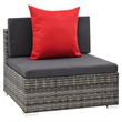 Afuera Living Contemporary Synthetic Poly Rattan 7 Piece Sofa Set in Gray/Red