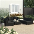 Afuera Living Contemporary 7 Piece Poly Rattan Patio Sofa Set in Black
