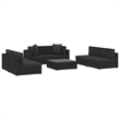 Afuera Living Contemporary 7 Piece Poly Rattan Patio Sofa Set in Black