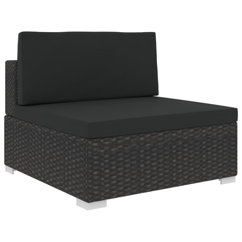 Afuera Living Contemporary 7 Piece Poly Rattan Patio Sofa Set in Black