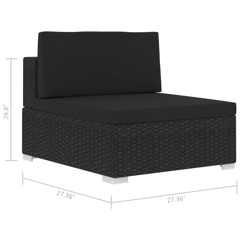 Afuera Living Contemporary 7 Piece Poly Rattan Patio Sofa Set in Black