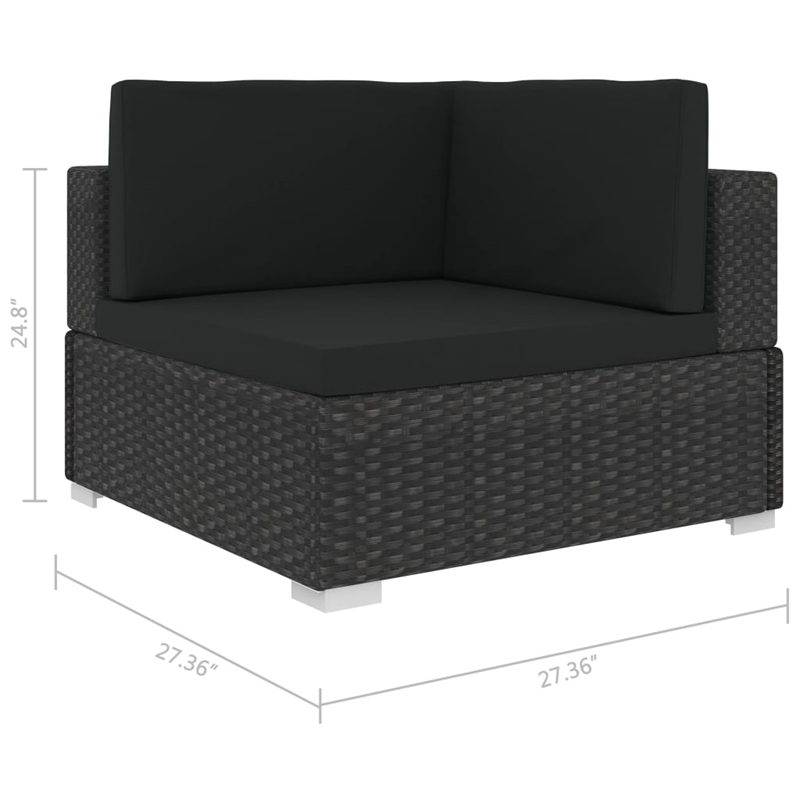 Afuera Living Contemporary 7 Piece Poly Rattan Patio Sofa Set in Black