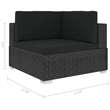Afuera Living Contemporary 7 Piece Poly Rattan Patio Sofa Set in Black