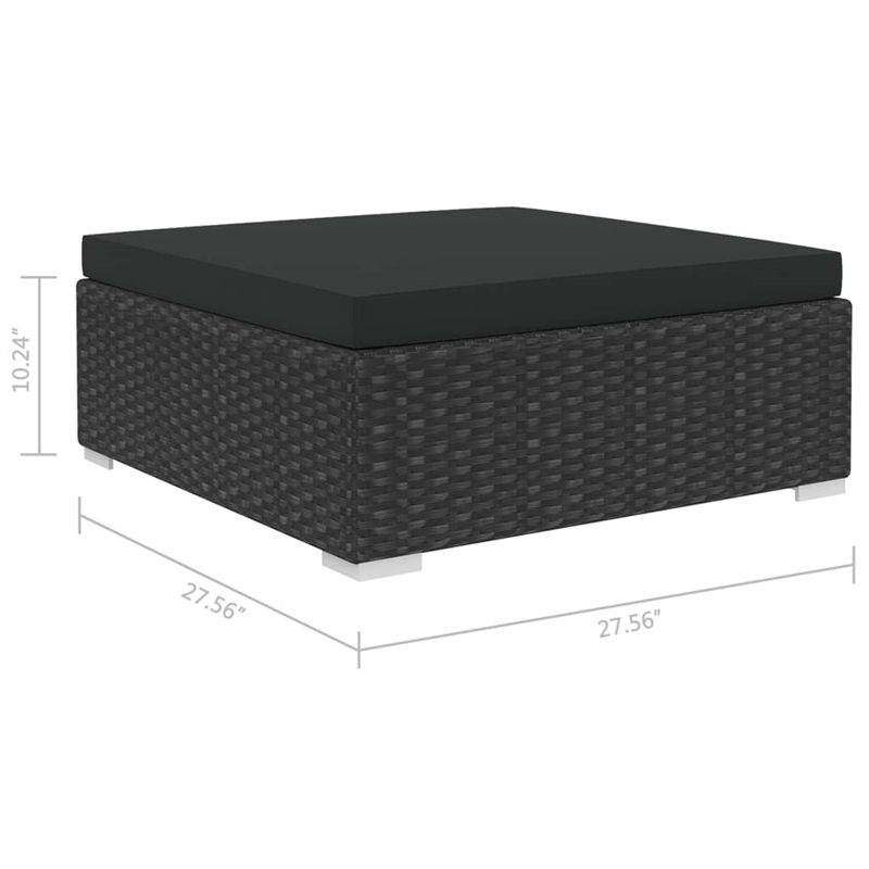 Afuera Living Contemporary 7 Piece Poly Rattan Patio Sofa Set in Black