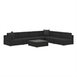 Afuera Living Contemporary 7 Piece Poly Rattan Patio Sofa Set in Black