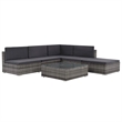 Afuera Living Contemporary Synthetic Poly Rattan 6 Piece Sofa Set in Gray