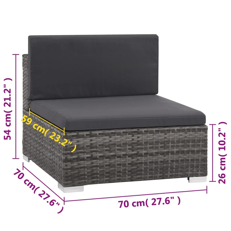 Afuera Living Contemporary Synthetic Poly Rattan 6 Piece Sofa Set in Gray