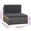 Afuera Living Contemporary Synthetic Poly Rattan 6 Piece Sofa Set in Gray