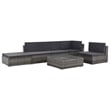 Afuera Living Contemporary Synthetic Poly Rattan 6 Piece Sofa Set in Gray