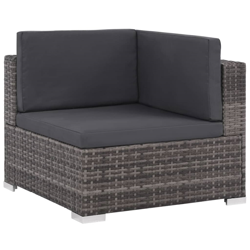 Afuera Living Contemporary Synthetic Poly Rattan 6 Piece Sofa Set in Gray