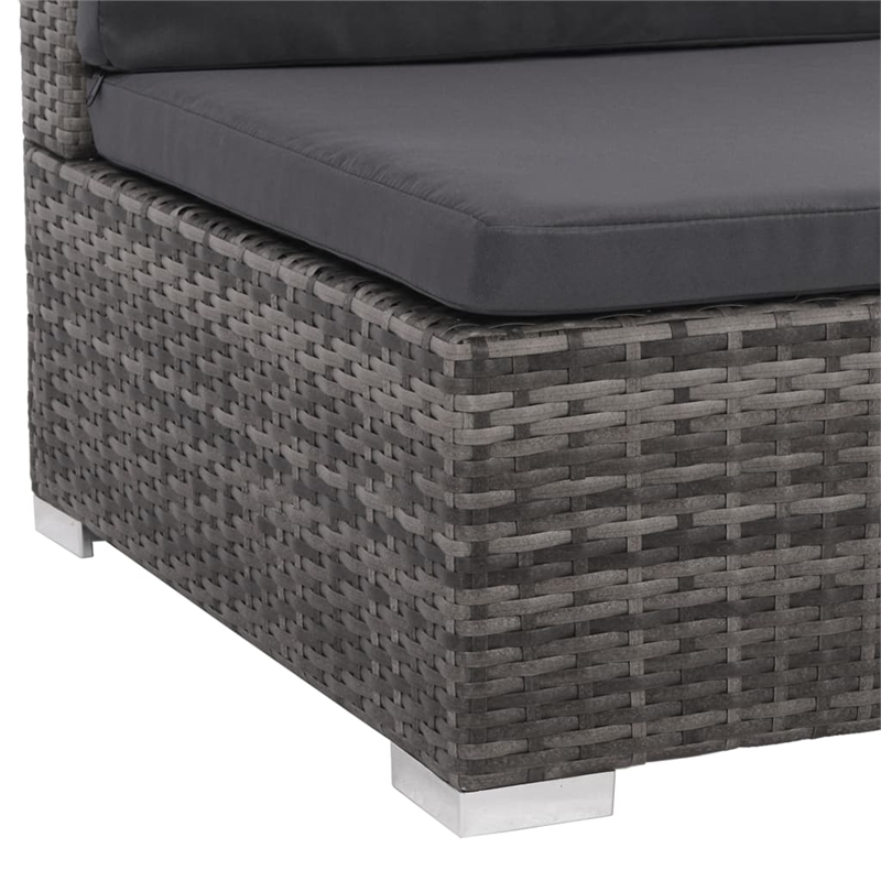 Afuera Living Contemporary Synthetic Poly Rattan 6 Piece Sofa Set in Gray