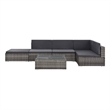 Afuera Living Contemporary Synthetic Poly Rattan 6 Piece Sofa Set in Gray