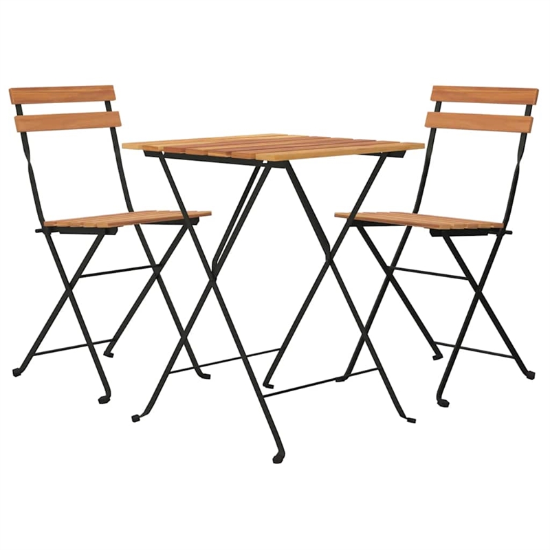 Afuera Living Contemporary Wood and Steel Medium Bistro Set in Brown/Black