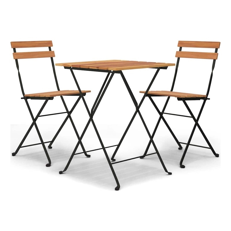 Afuera Living Contemporary Wood and Steel Medium Bistro Set in Brown/Black