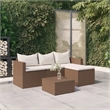 Afuera Living Contemporary Synthetic Poly Rattan Small Lounge Set in Brown/Cream
